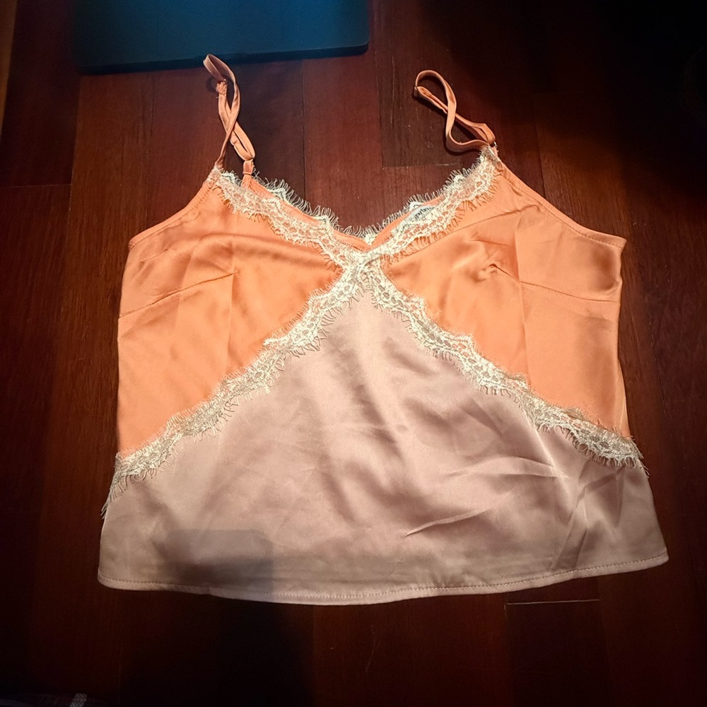 Orange and Cream Asymmetrical Crop Camisole